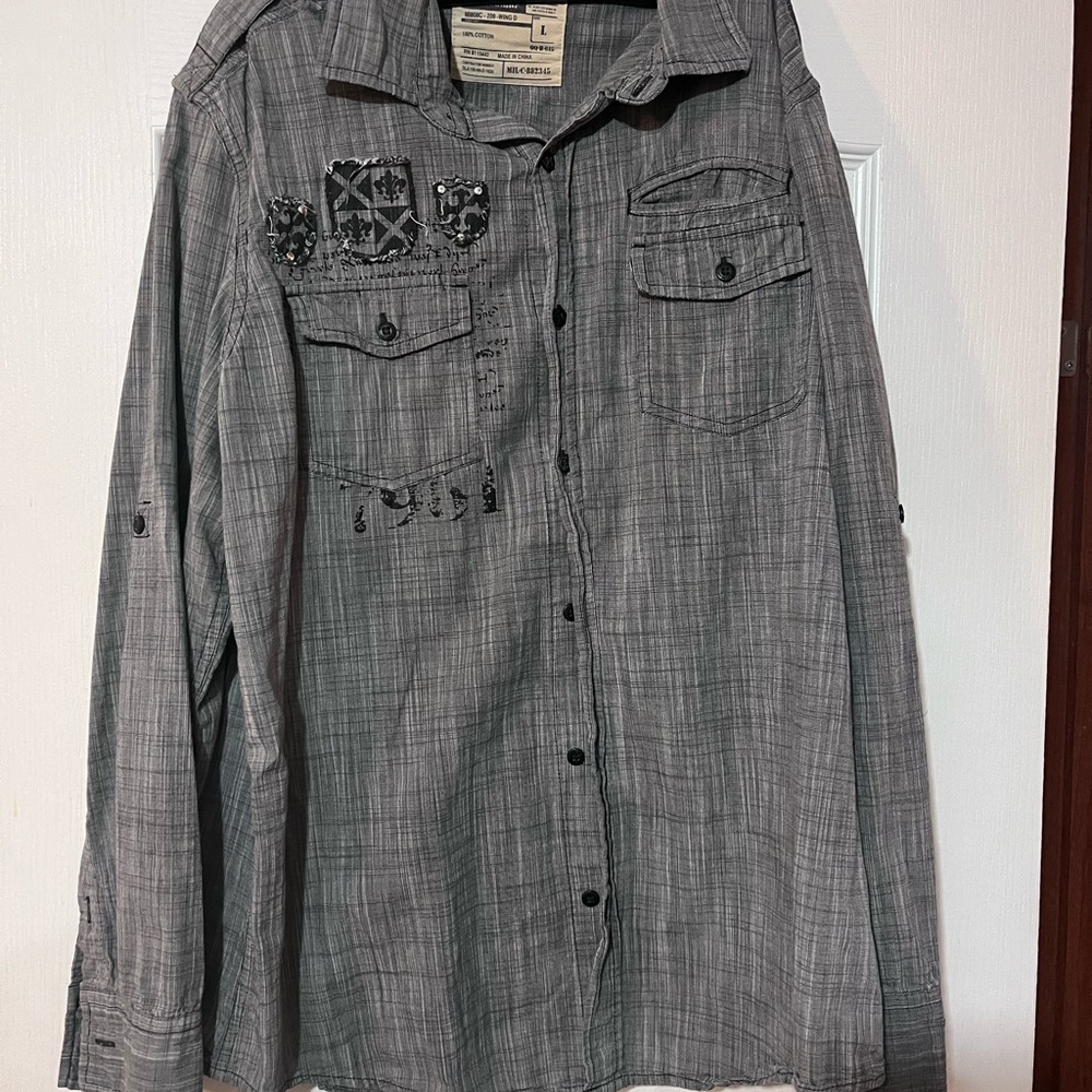 Men's Gray Button-Up Jacket